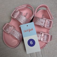 Cat  Jack Ade Sandals Toddler Girls 6 Pink NWT Glitter Double Strap Buckle