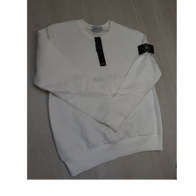 Stone Island Herren Pullover L weiß Baumwolle Strick Rundhals Logo