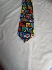 Vintage 90s Looney Tunes Stamp Collection USPS Colorful Bugs Sylvester Taz Tie