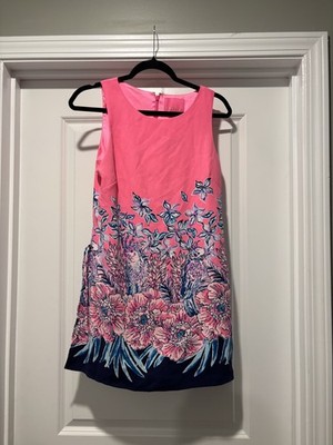 Lilly Pulitzer Women s 2 Pink Patterned Donna Romper Pink Tropics