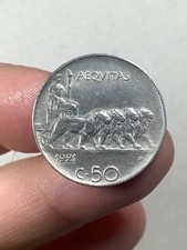 r81_149) Vittorio Emanuele III (1900-1943) 50 centesimi Leoni 1921 Rigato PULITO