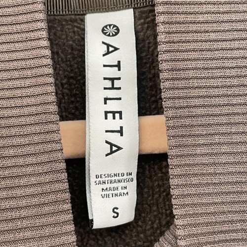Athleta Sweatshirt Womens Small Brown Cozy Karma Side Zip Funnel Neck Pullover - Picture 3 of 12