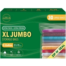 5 Gallon Large Plastic Storage Bags – 18" x 24" (30 Count) – Reusuable XXL Ex...