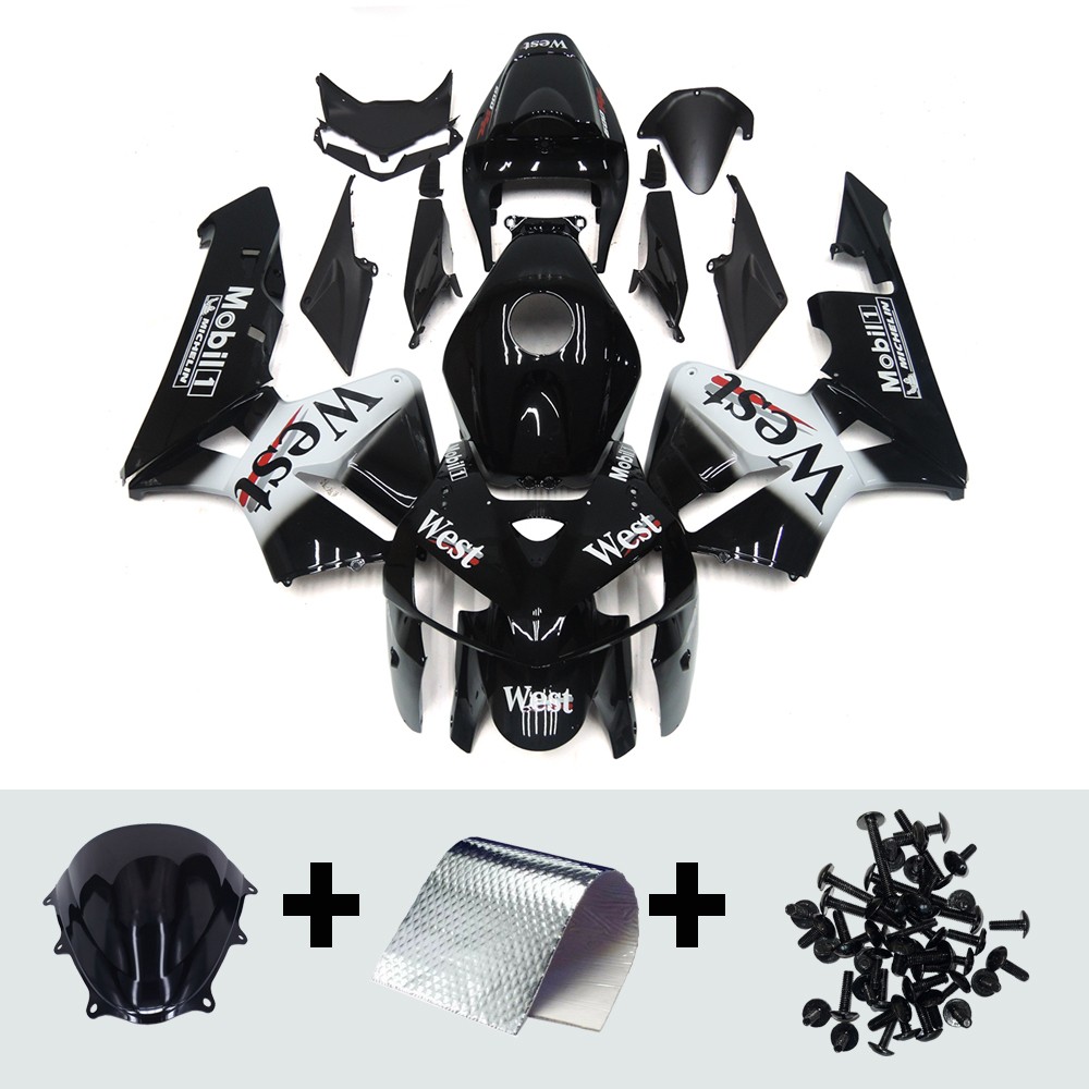 White Black Fairing Kit for 2005 2006 Honda CBR600RR F5 ABS Injection Bodywork