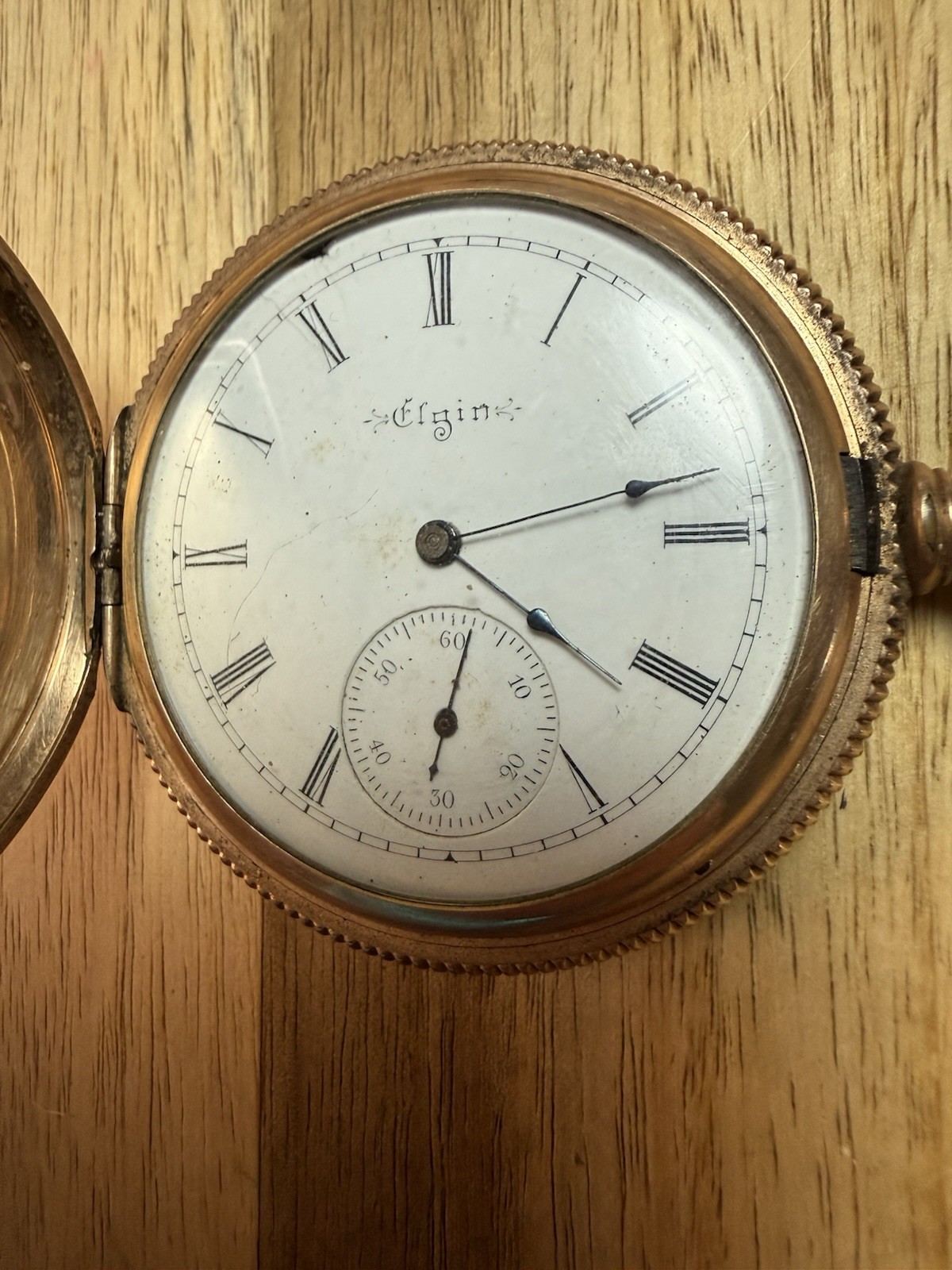 1897 Elgin Grade 185 Pocket Watch Crescent 14K Gold Filled Case With Solid Gold