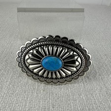 Turquoise Stone Silver Western Southwest Women Unisex Belt Buckle Classic Style