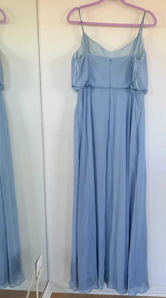 Vestido de Dama de Honor Gris Pájaro Gwennie Gasa Azul Polvoriento Talla XL Fluido Foto 3 de 4