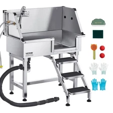 [VEVOR]34 Inch Stainless Steel Dog Washing Station,Pet Grooming Tub with Hot