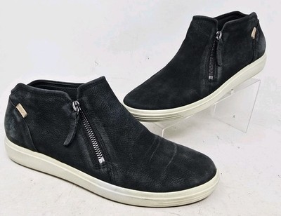 Ecco Womens Soft 7 Tred Zip Black Nubuck Leather Ankle Booties EU 40 US 9-9.5