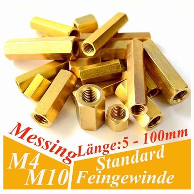 M4 M10 Messing Standard/Feingewinde Verbindungsmuttern Sechskant Langmuttern