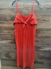 Old Navy Fit & Flare Smocked Bodice Midi Dress, Size L Tall Red