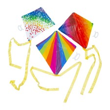 Rainbow Kites With Tail - Outdoor Active Play - Toys - 12 Pieces - 21" x 22"
