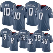 Men's Patriots #10 Drake Maye Storm Blue 2025 Rivalries Limited Jersey Free Tax