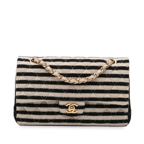 Authenticated Chanel Medium Classic Jersey Coco Sailor Double Flap Black