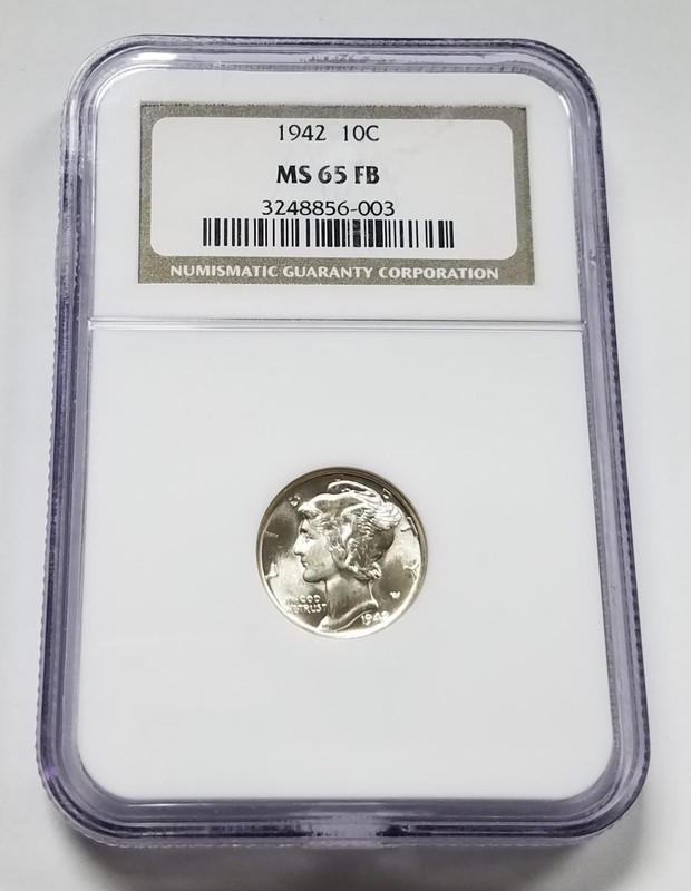 1942 Mercury Dime | NGC MS65 FB | Silver 10 c | Philadelphia