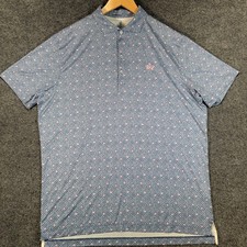 johnnie-O Fernando Featherweight Polo Shirt Mens Large Blue Seychelles Geometric