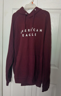 American Eagle Mens Hoodie XL Burgundy Sweatshirt Pocket