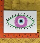 Original Art Signed Pink Evil Eye Painting Oil Pastel On Paper by Miss Rina MRAO — photo 3