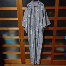 Yukata Yukata single item Morning glory pattern Gray Purple White Summer