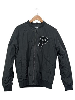 FSBN Herren Bomberjacke Schwarz Gr. S Varsity Style P-Patch Polyester