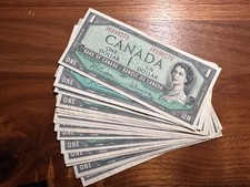 One (1) Canada 1 Dollar 1954 QEII Sig. Beattie Rasminsky VF+/XF