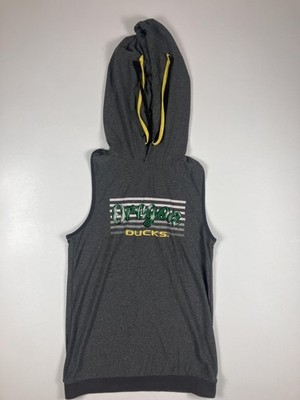 Oregon Ducks Shirt Womens Gray NCAA Football Hooded Sleeveless Graphic Top