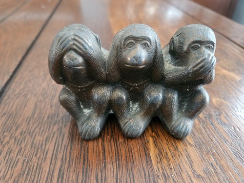 Brass Monkeys See No Evil Hear No Evil Speak No Evil Desk Paperweight