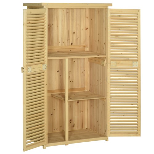 Natural 5' x 3' Fir Backyard Garden Storage Shed, with 2 Doors and Lock