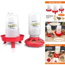 Chick Feeder  Waterer Set, 0.3 Gal Feeder, 0.4 Gal Waterer, Adjustable Heights