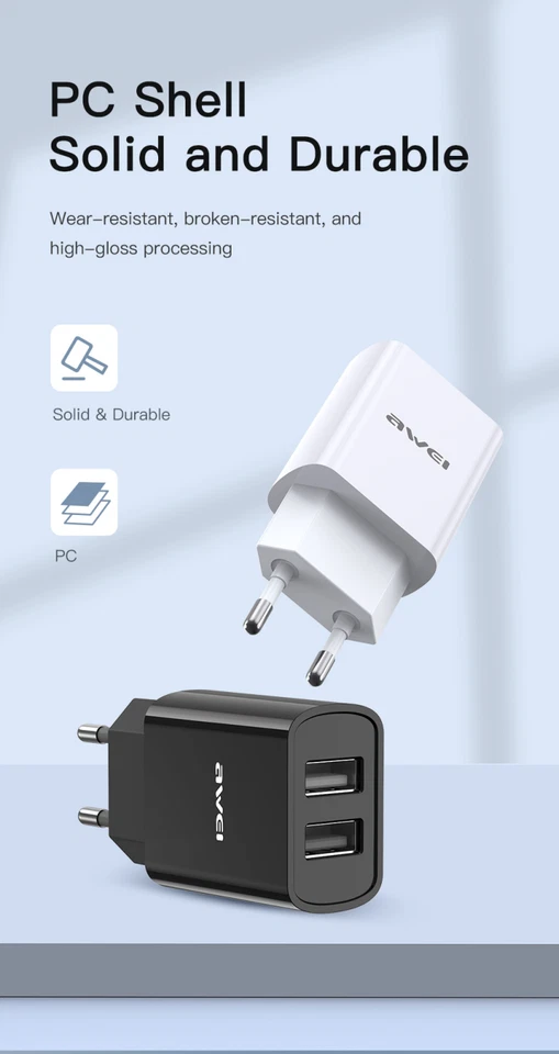 AWEI Testa di Ricarica USB – Adattatore da Parete Compatto, Caricatore Rapido pe Foto 3 de 4