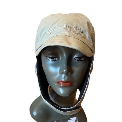 Vtg Columbia Beige Fleece Lined Ear Flap Winter Ski Hat L/XL Grandpacore