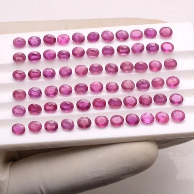 Königliche Rot ~ Menge 23 Stück Natürlich Rosa Mosambik 5mmx4mm Ovalschliff Lose - Bild 1 von 4
