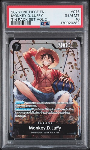 170020282 Monkey D. Luffy 2026 One Piece Promos Tin Pack Set Vol. 2 #075 PSA 10