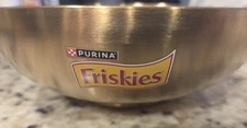 Purina Friskies Cat Feeding Food Bowl Dish Gold Aluminum
