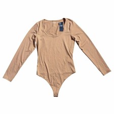 NEW Abercrombie  Fitch Soft A F Collection Tan Long Sleeve Bodysuit Medium