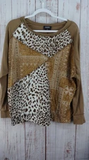 GIGIO USA Blouse Top Womens Small Animal Print Boho Long Sleeve Casual