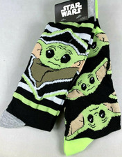 Star Wars Mandalorian Grogu 2 Pairs Crew Cut Socks Size 6-12 The Child Baby Yoda