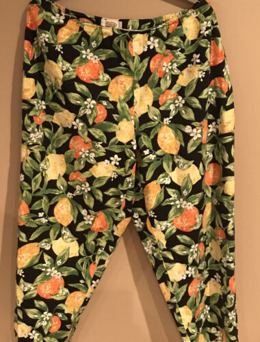 Talbots Vintage Dead Stock Lemon Orange 90s Novelty Pants Size 16W Capri Petites