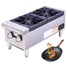 Hakka 12" Countertop Gas Hotplate 2 Burners Heavy Duty 60,000 BTU Gas Stove