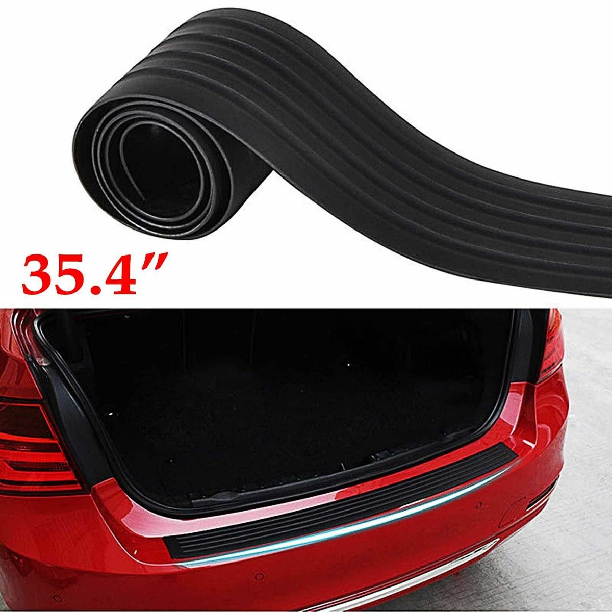 SHENKENUO 35.4 Inch Rear Bumper Guard Trunk Edge Protector - Black Rubber Universal Fit