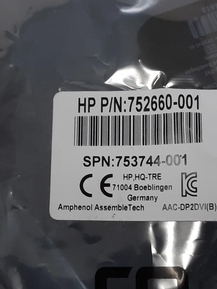 HP DisplayPort (M) to DVI SL (F) Adapter 752660-001 - Image 2 of 4