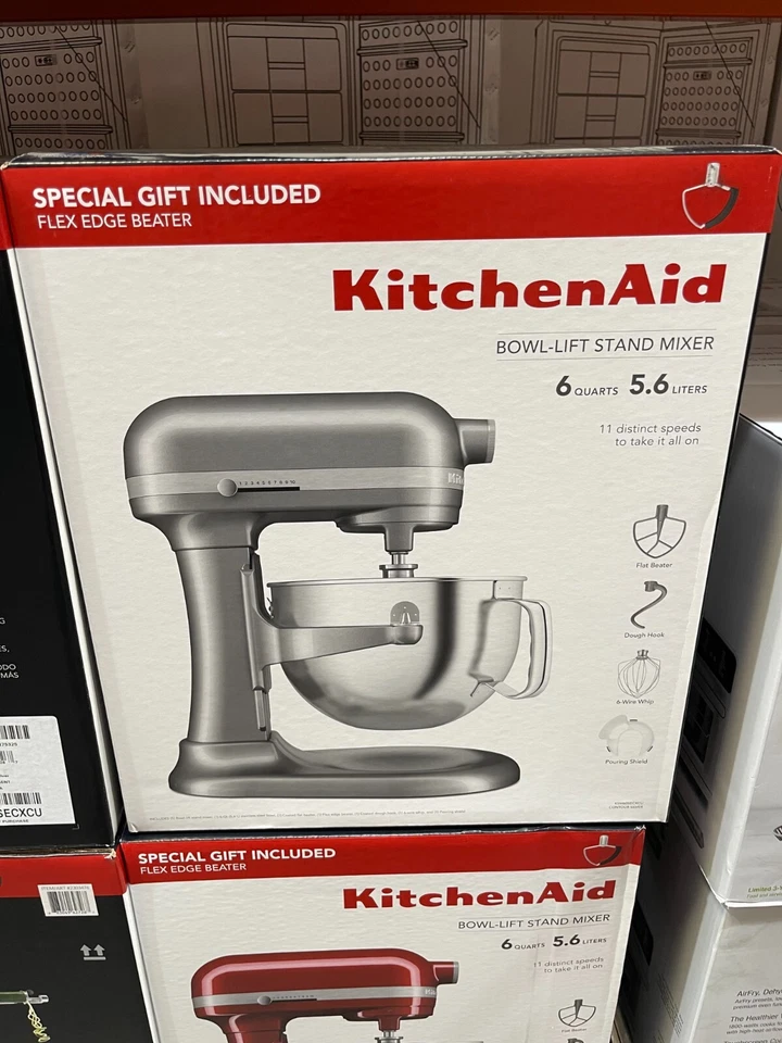 Kitchenaid 6 Quart Bowl-Lift Stand Mixer 11 Speed, Bonus Attachments, Silver Red - Image 3 of 4
