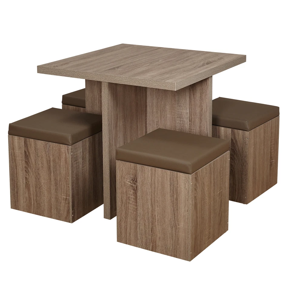 Small Dining Kitchen Table And Chairs Set For 4 With Seat Cushions And Storage - Image 4 of 4