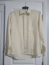 Vintage Christian Dior Dress Shirt Men's 16 Chemises Designer Ivory/Yellow Logo