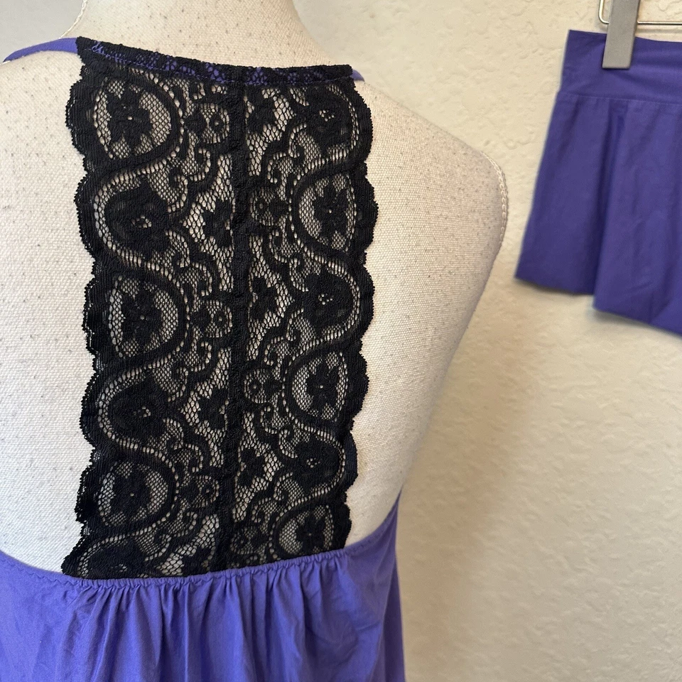 Commando Womens Pajama Sleep Short Set Cami Purple Lace Size Small - Image 4 of 4