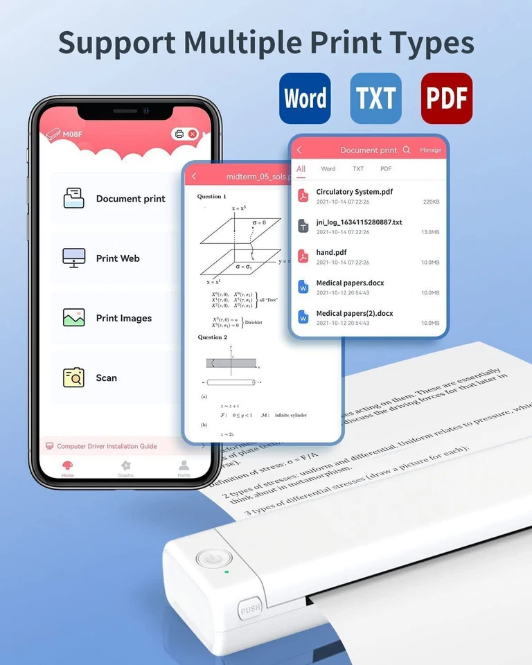 Wireless Bluetooth Portable Brother PocketJet PJ762/PJ763MFi printer A4 Thermal - Image 3 of 4