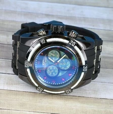 Men's Oversize Watch Tecno Sport Gun Finish Hard Black Silicone Band 52mm Case