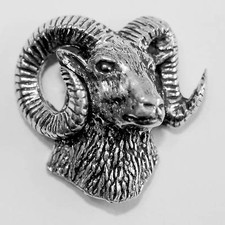 Ram Sheep Pewter Brooch UK Made Gift Texel Lamb Blackface Suffolk Shepherd