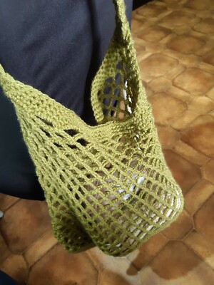 Acrylic Yarn Crochet Bag Beach Shopping Acrylic Reinforced Bottom