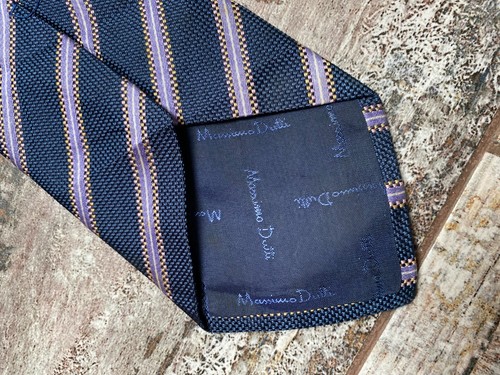 Massimo Dutti Men's 100% Silk Blue Striped Tie - Picture 3 of 5
